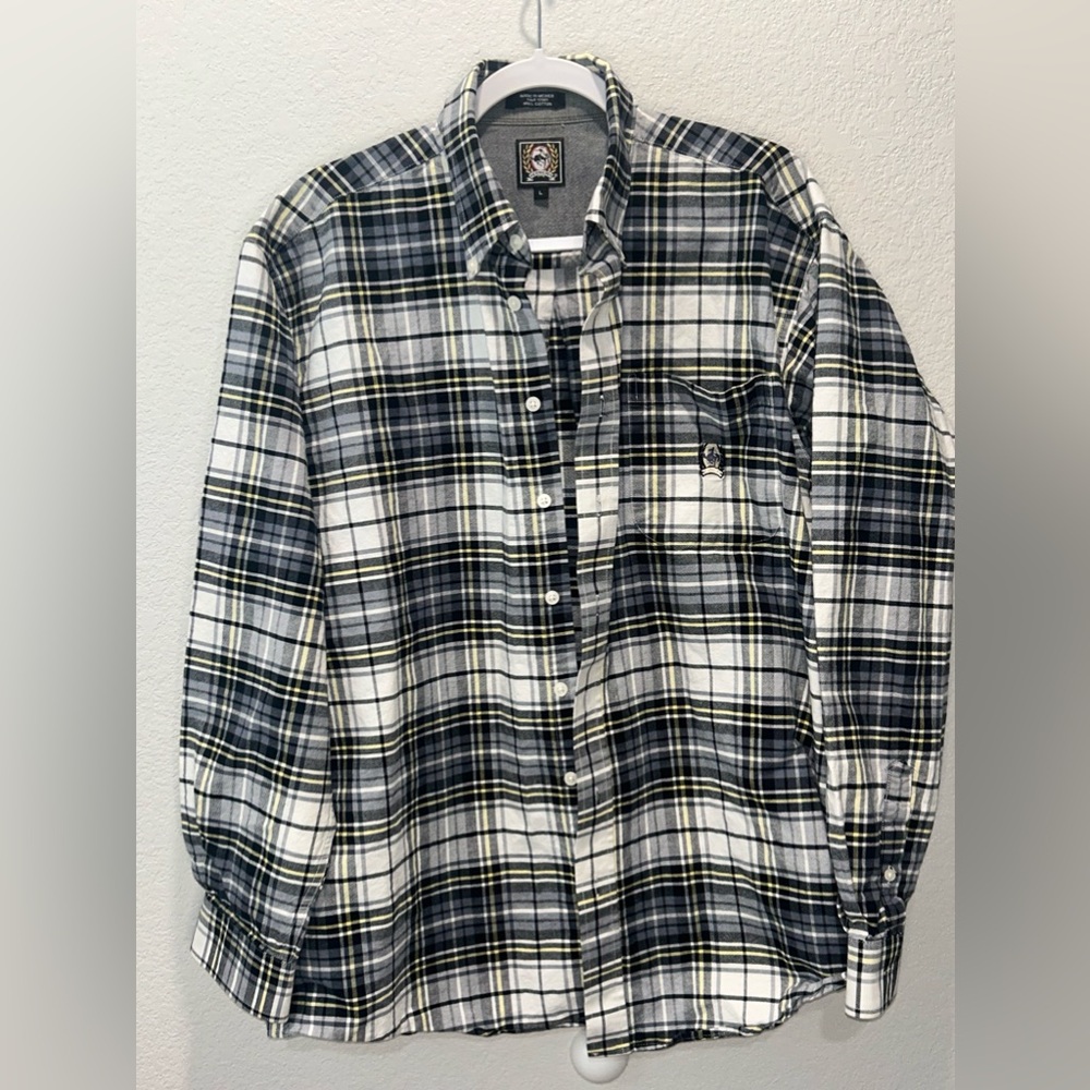 Cinch Men’s Long Sleeve Button Down Plaid Large Shirt